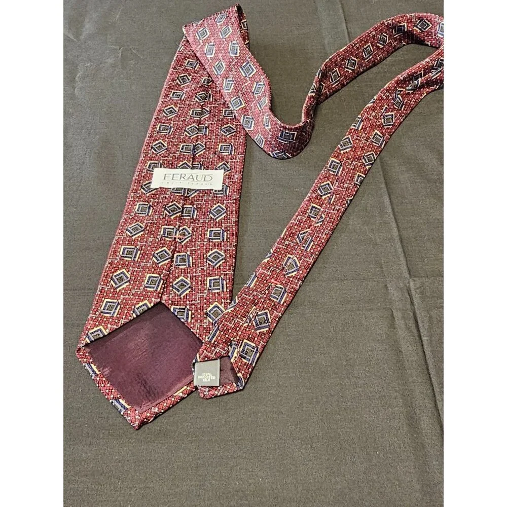 Vintage Louis Feraud Geometric Pattern Silk Tie - Picture 10 of 10